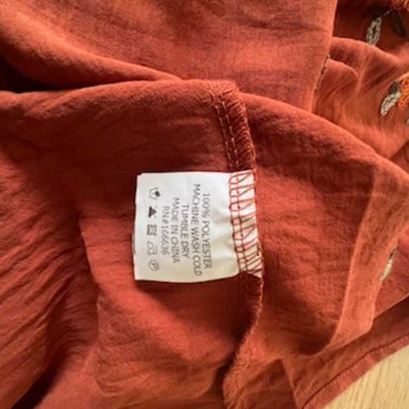 NWL Kindred Boho Chic Tiered Maxi Dress Floral Rust/Yellow Petite XL - Picture 6 of 9